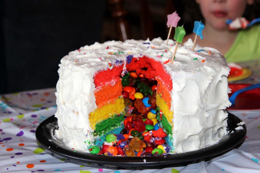 Разноцветный торт поздравление с днем рождения