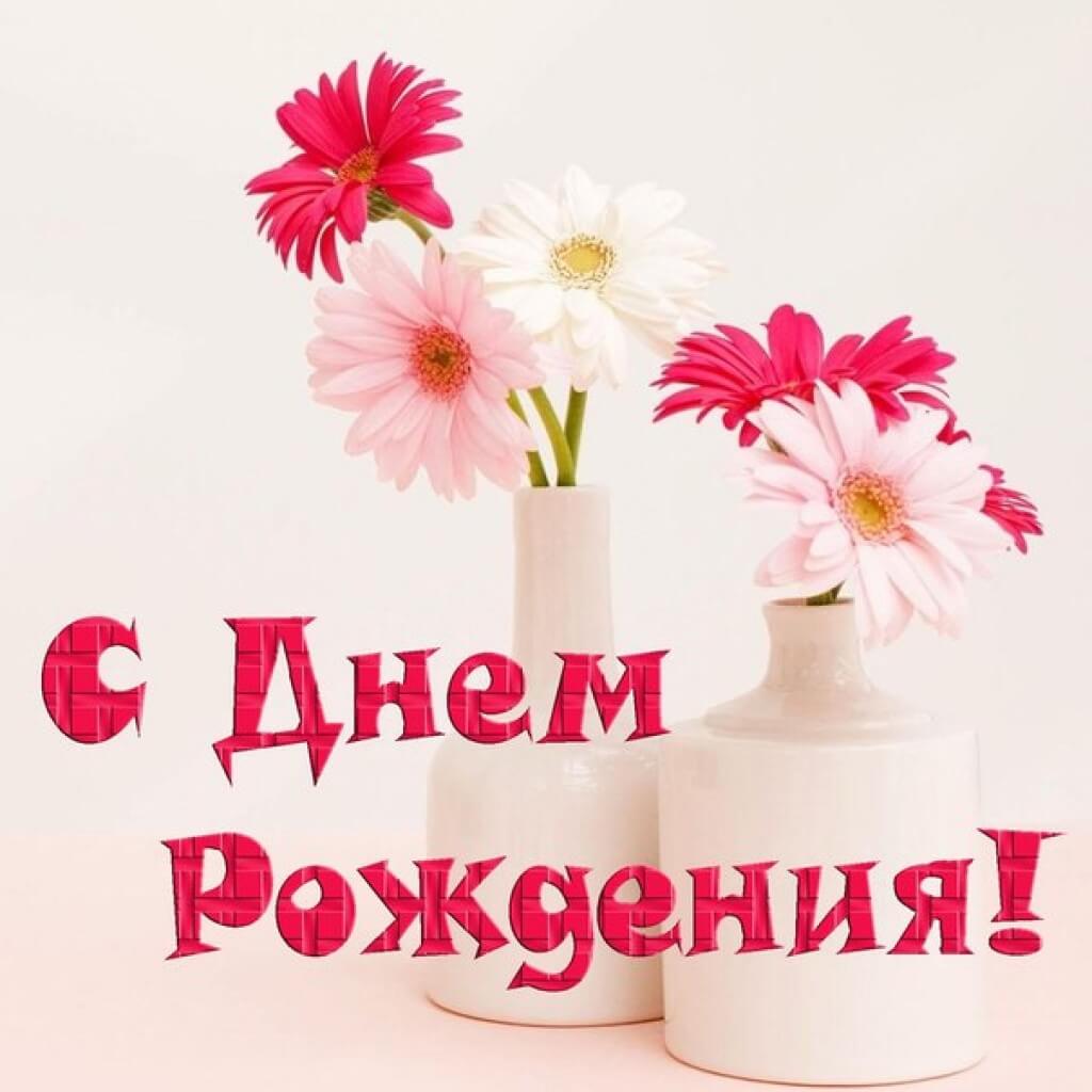 Картинка с герберами - с днем рождения